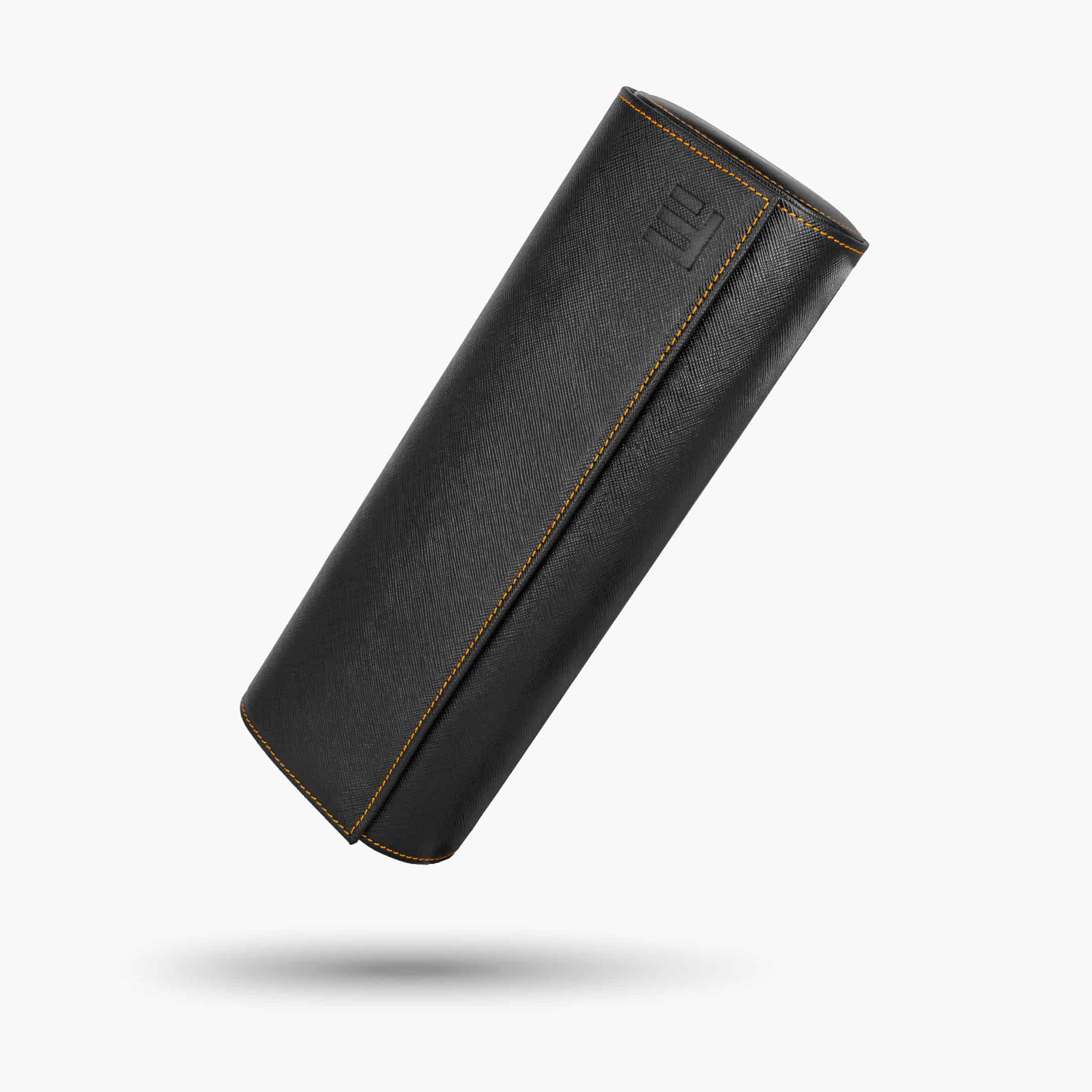 Black saffiano watch roll four watch Black Saffiano Watch Roll – Four Watches